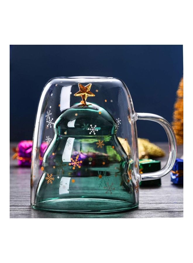 XiuWoo Snowflakes Design Double Wall Insulated Glass Cup Clear - Image 2