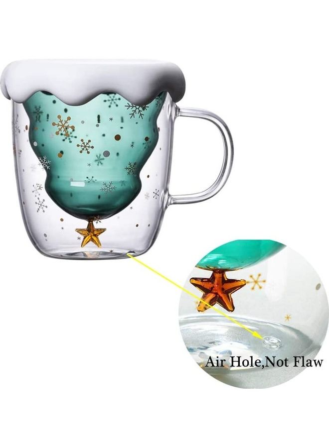 XiuWoo Snowflakes Design Double Wall Insulated Glass Cup Clear - Image 4