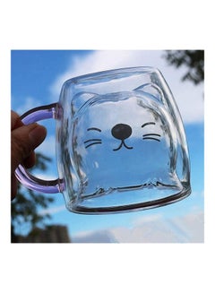 XiuWoo Cute Cat Shape Double Wall Insulated Glass Cup Clear  - Image 2