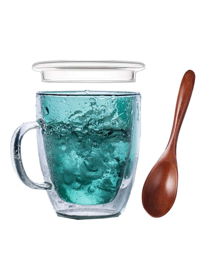 XiuWoo Double Walled Glass With Lid Clear 470ml - Image 1