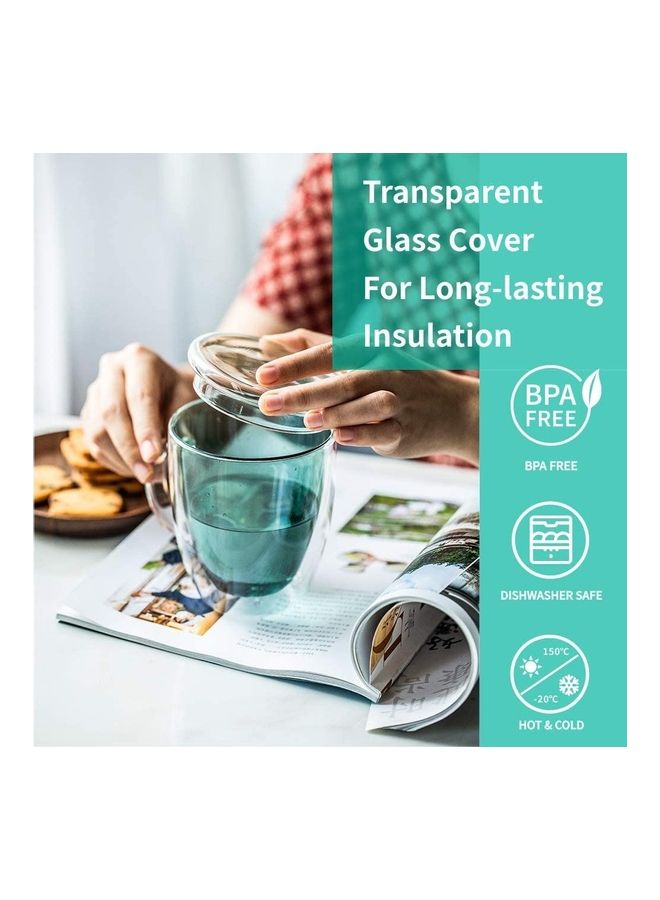 XiuWoo Double Walled Glass With Lid Clear 470ml - Image 3