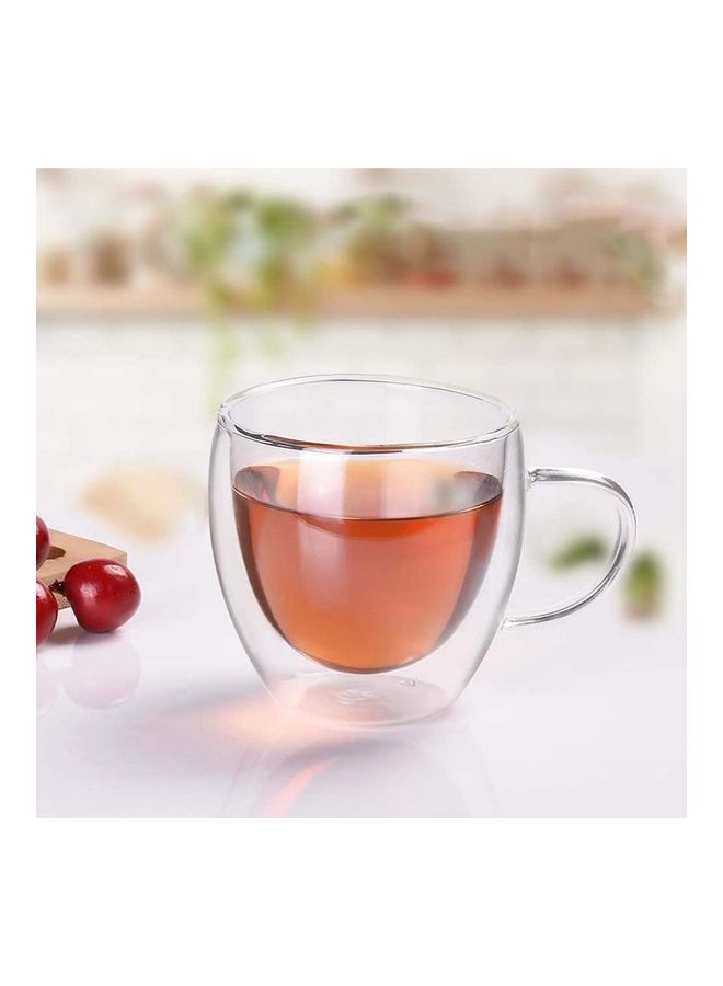 شو وو مجموعة أكواب زجاجية بتصميم طبقة مزدوجة من قطعتين شفاف 250ملليلتر - Image 2