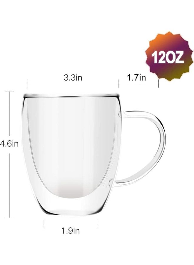 XiuWoo 6-Piece Premium Double Wall Insulated Glass Mugs Clear - Image 2