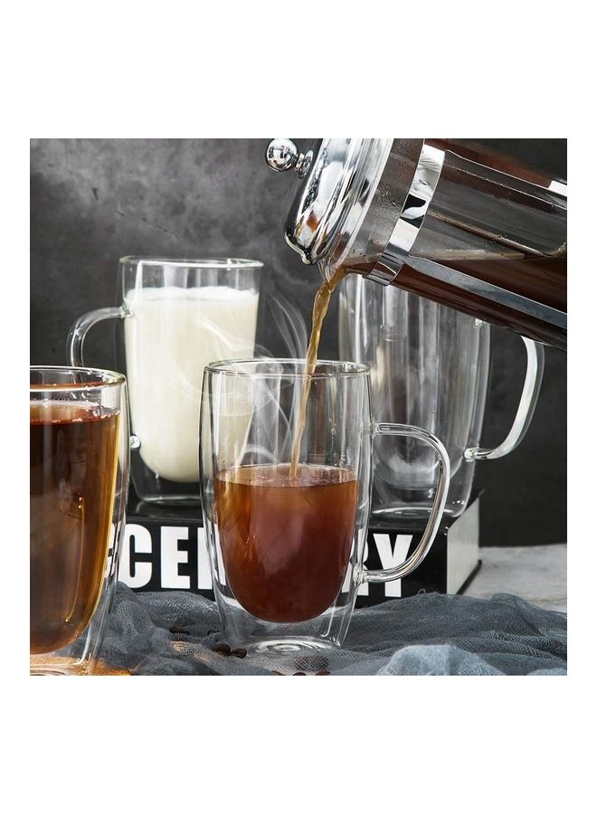 XiuWoo 6-Piece Premium Double Wall Insulated Glass Mugs Clear 450ml  - Image 5