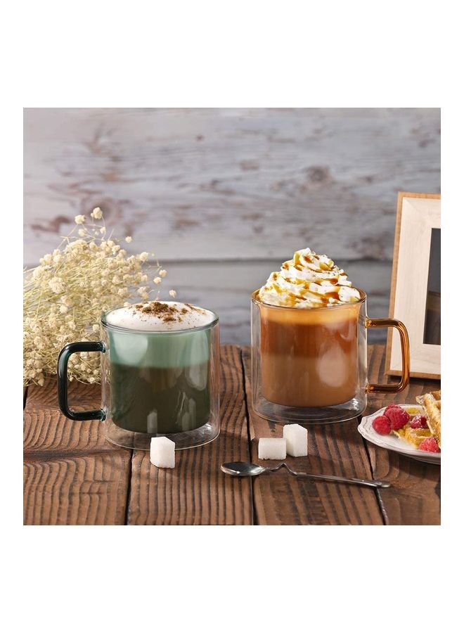 XiuWoo 2-Piece Double Walled Coffee Mugs Green/Brown  - Image 5