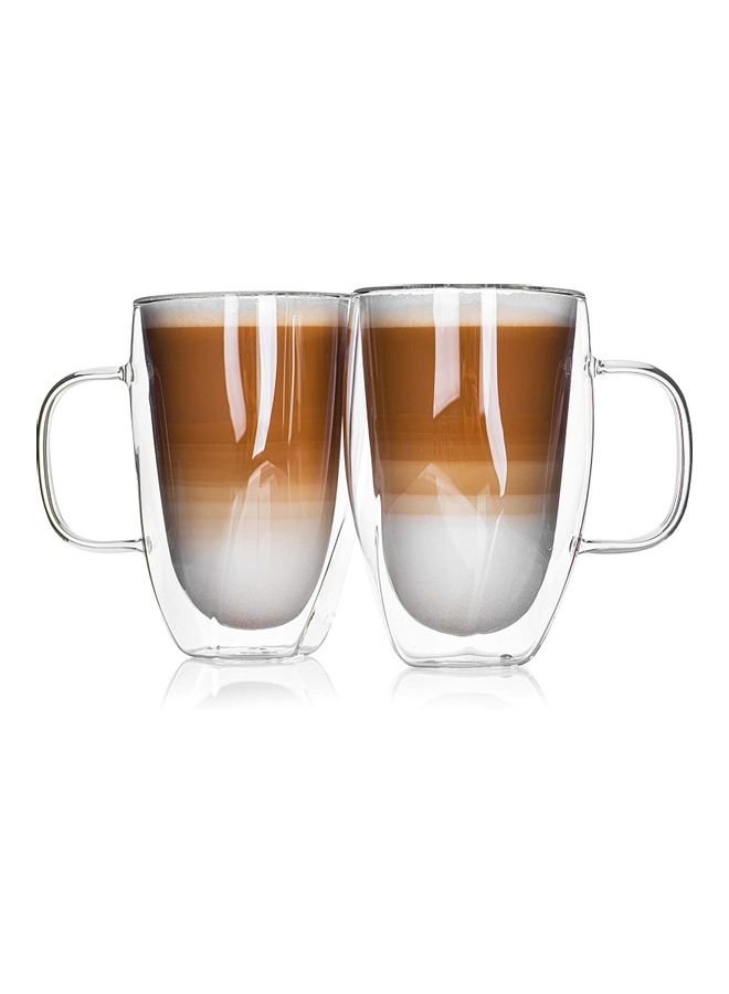 XiuWoo - 2-Piece Double Walled Twist Coffee Mugs Clear - Image 1