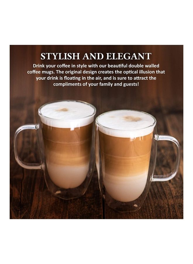 XiuWoo - 2-Piece Double Walled Twist Coffee Mugs Clear - Image 1