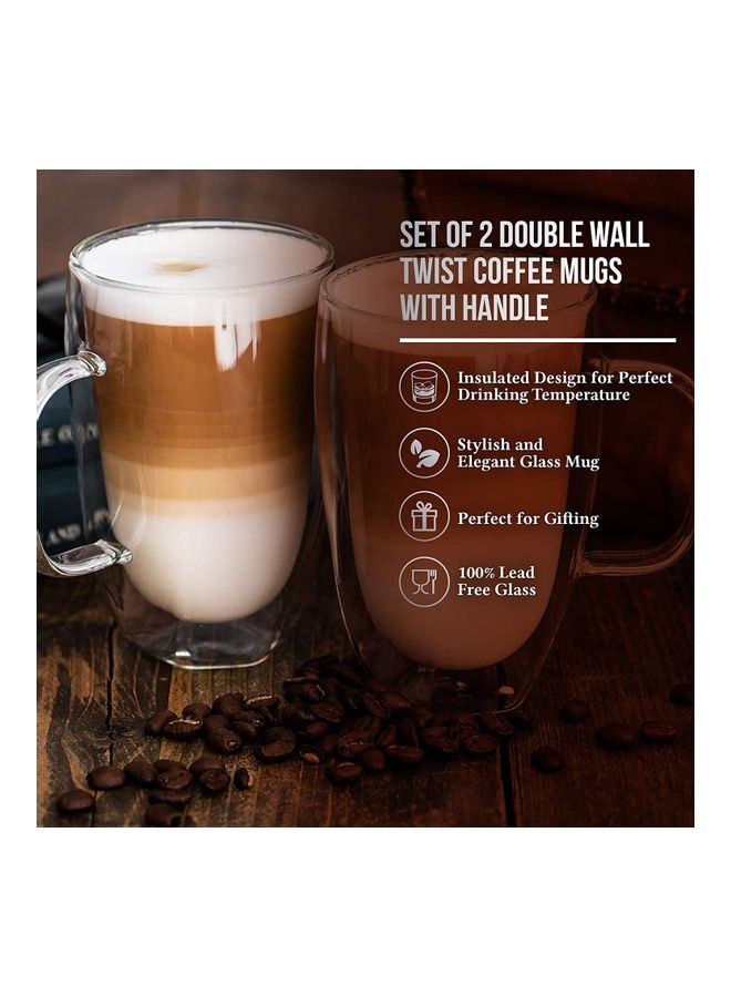 XiuWoo - 2-Piece Double Walled Twist Coffee Mugs Clear - Image 1