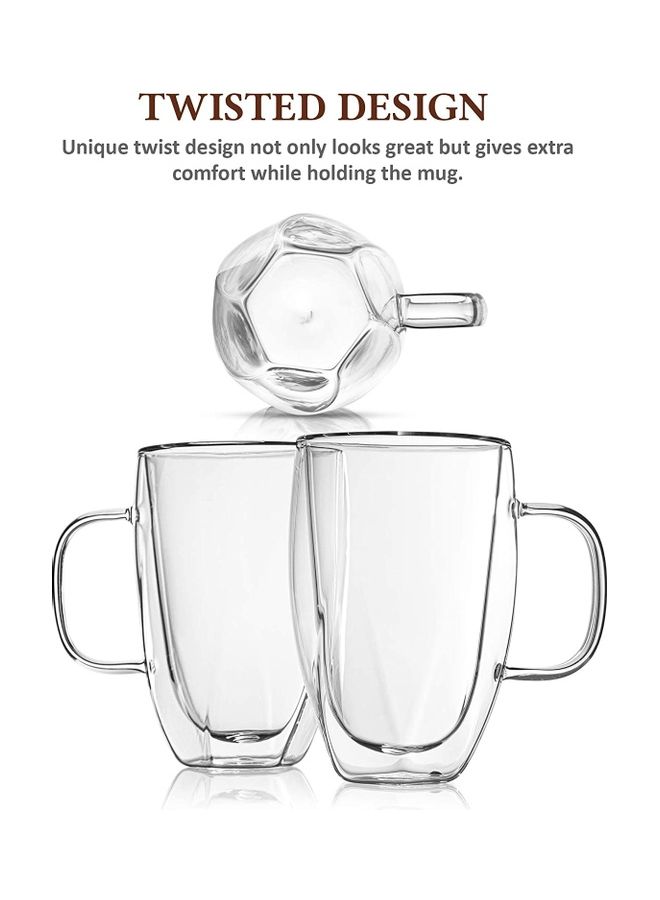 XiuWoo - 2-Piece Double Walled Twist Coffee Mugs Clear - Image 1