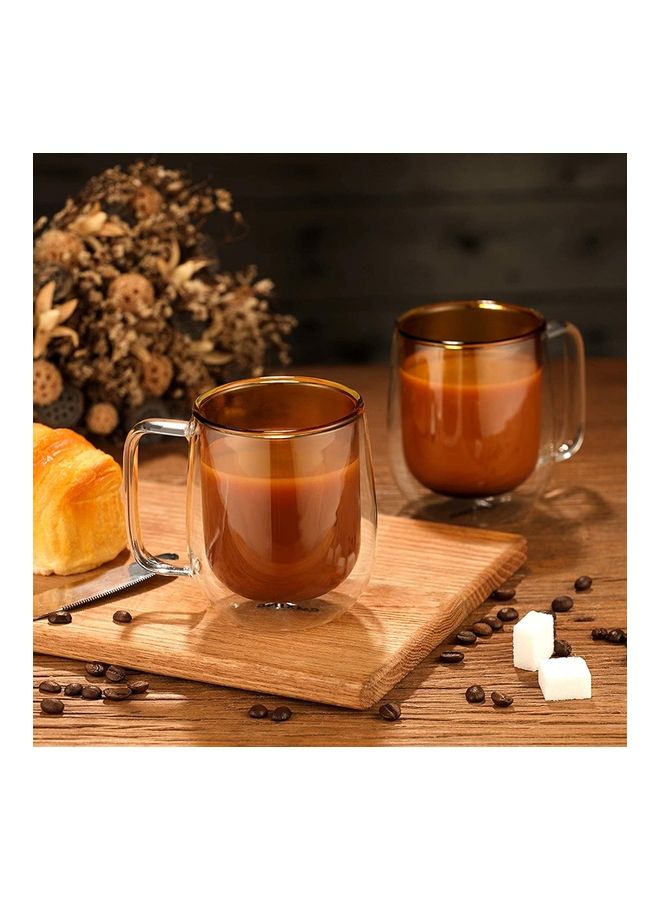 XiuWoo - 2-Piece Double Walled Coffee Mugs Yellow/Clear - Image 1