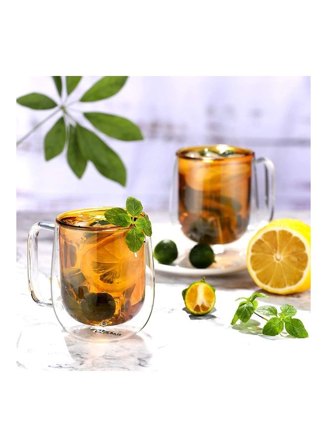 XiuWoo - 2-Piece Double Walled Coffee Mugs Yellow/Clear - Image 1