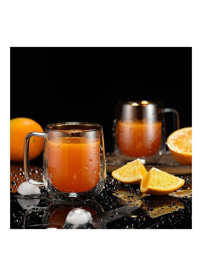 XiuWoo - 2-Piece Double Walled Coffee Mugs Yellow/Clear - Image 1