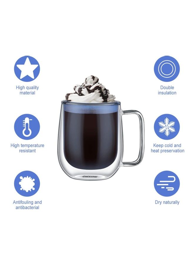 XiuWoo - 2-Piece Double Walled Coffee Mugs Blue/Clear - Image 1