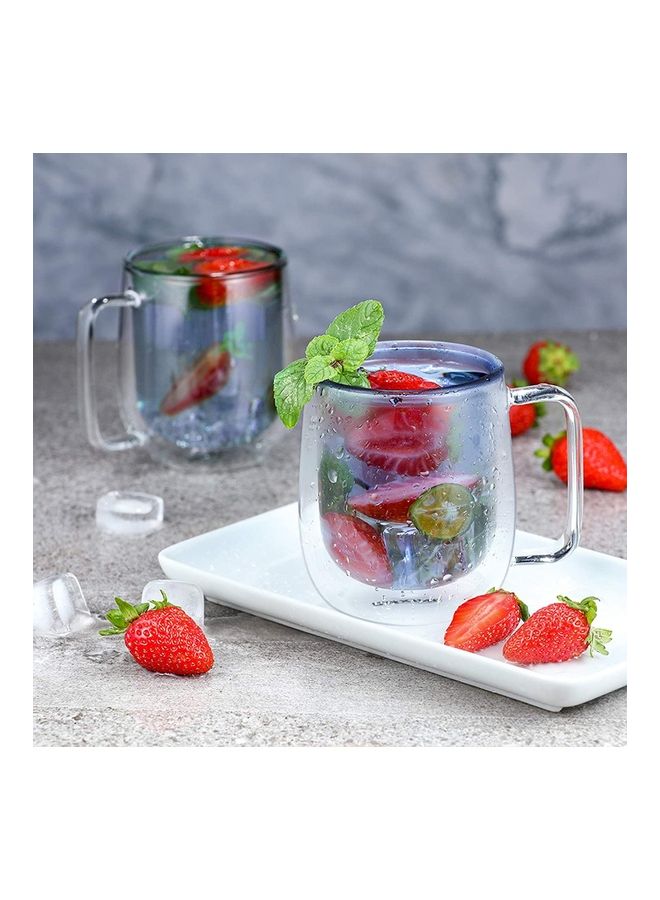 XiuWoo - 2-Piece Double Walled Coffee Mugs Blue/Clear - Image 1
