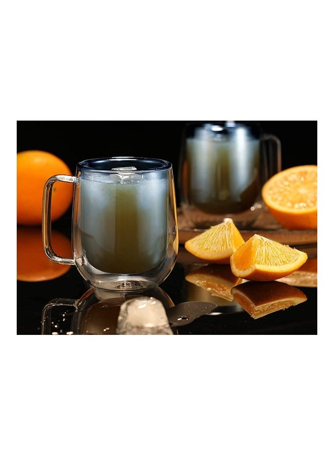 XiuWoo - 2-Piece Double Walled Coffee Mugs Blue/Clear - Image 1