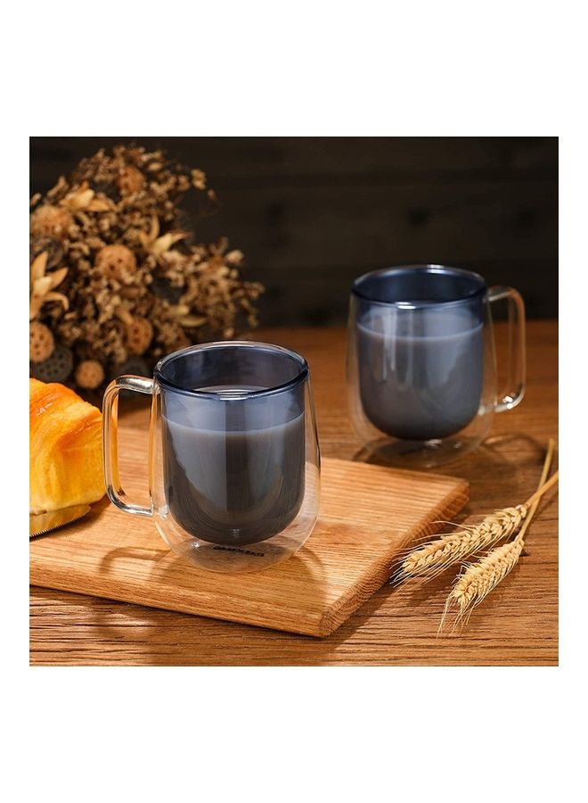 XiuWoo - 2-Piece Double Walled Coffee Mugs Blue/Clear - Image 1