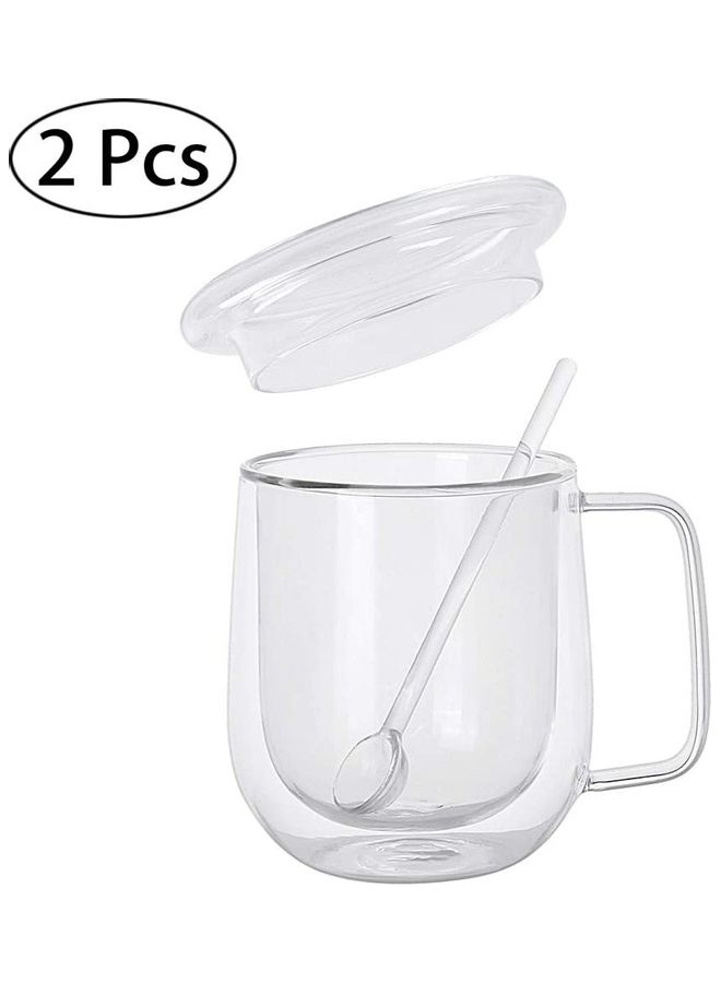 XiuWoo - 2-Piece Double Walled Coffee Mugs Clear - Image 1