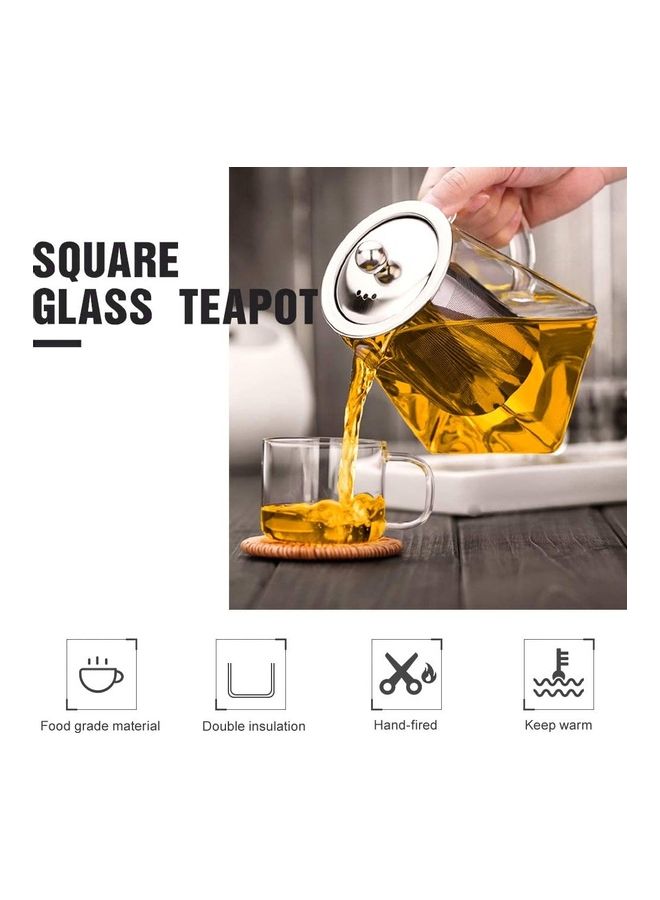 XiuWoo Tea Pot With Infuser With 4 Tea Cups Clear  - Image 2