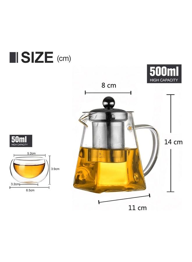 XiuWoo Tea Pot With Infuser With 4 Tea Cups Clear  - Image 3