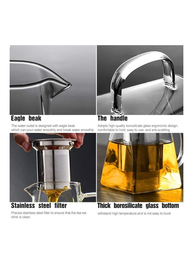 XiuWoo Tea Pot With Infuser With 4 Tea Cups Clear  - Image 5