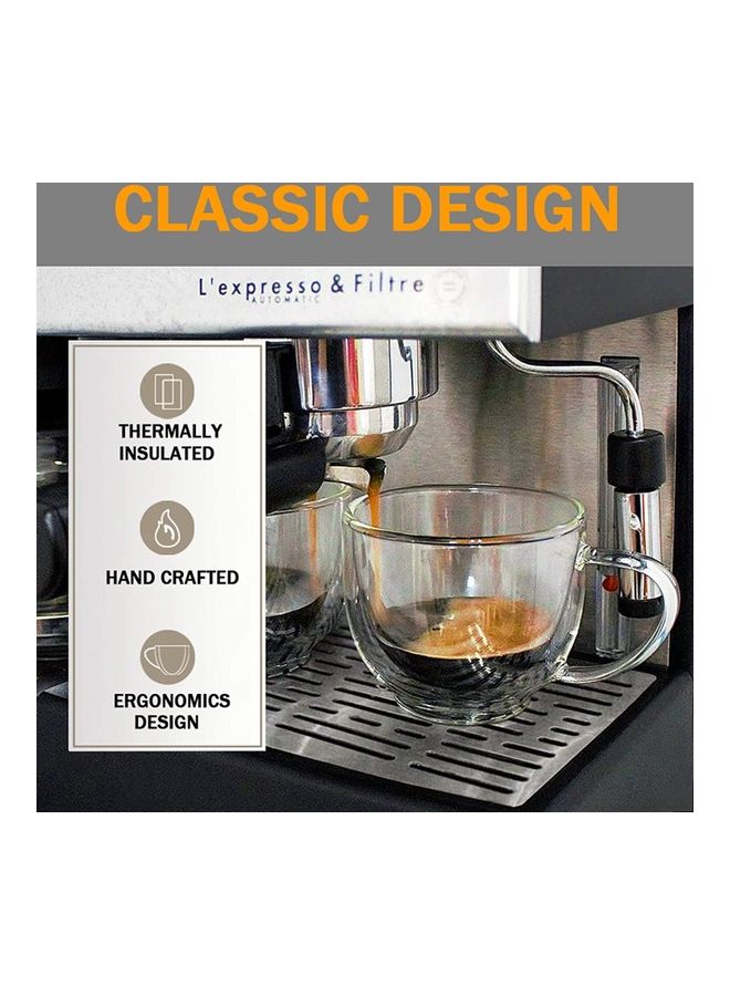 XiuWoo - 2 Piece Double Wall Insulated Glass Coffee Mugs With 2 Piece Spoons Clear 200mm - Image 1