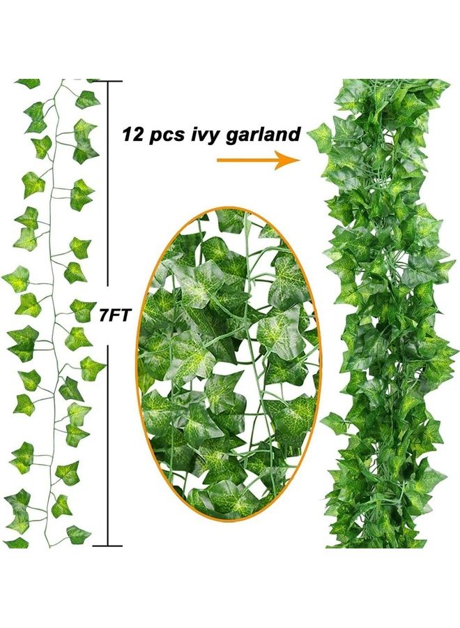 XiuWoo 12-Piece Artificial Hanging Ivy Leaves multicolour 230cm  - Image 2