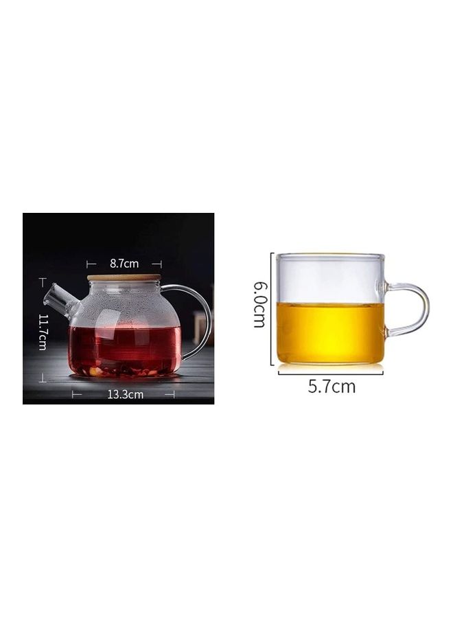 XiuWoo Heat Resistant Glass Teapot Set Clear 1000ml - Image 2