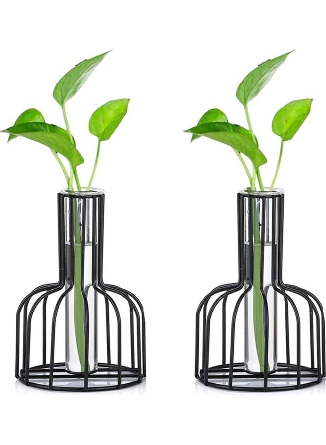 XiuWoo Set Of  2 Metal Flower Test Tube Vase Multicolour one size cm  - Image 1