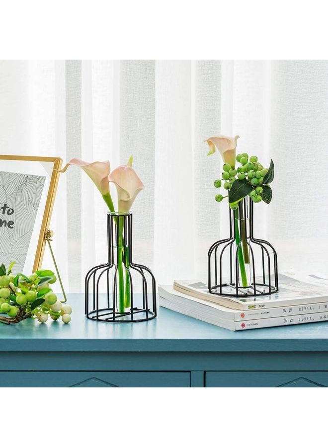 XiuWoo Set Of  2 Metal Flower Test Tube Vase Multicolour one size cm  - Image 3