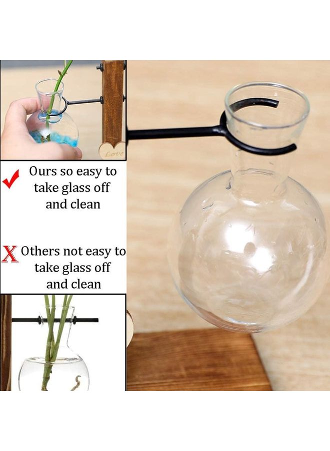 XiuWoo - Creative Glass Plant Terrarium With Wooden Stand Multicolour one size cm - Image 1