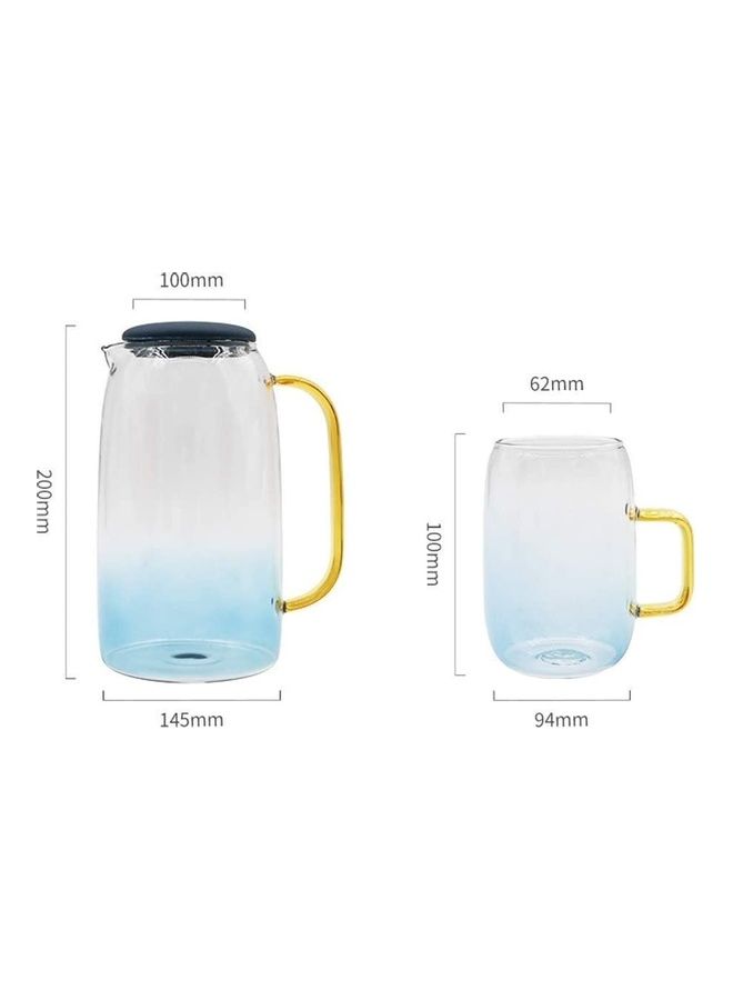 شو وو طقم إبريق شاي زجاجي مزين بطبعة زهرة رائعة ومزود بمصفاة 600ملليلتر - Image 4