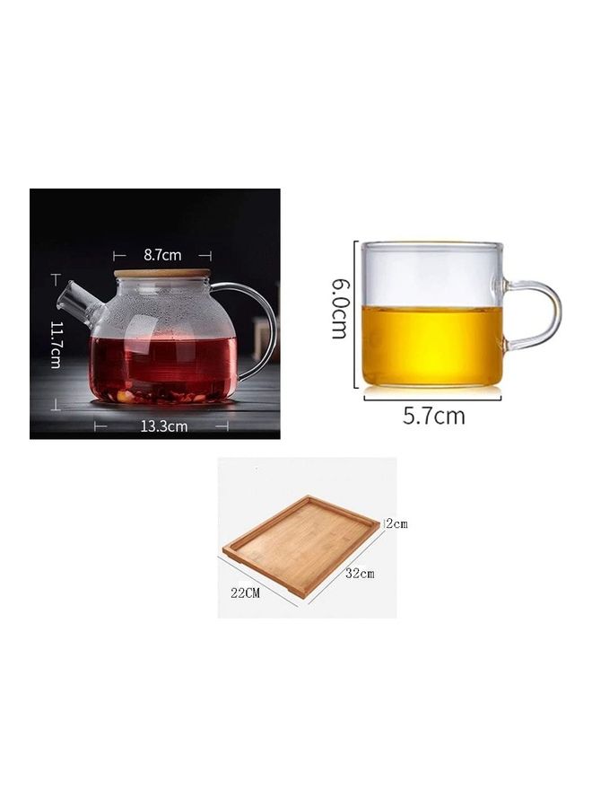 XiuWoo Heat Resistant Glass Teapot Set Clear 1000ml - Image 2