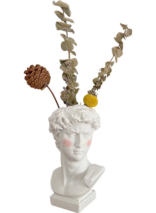 XiuWoo Head Vase Face Planter Resin Small Plant Pot White 10x16cm - Image 1