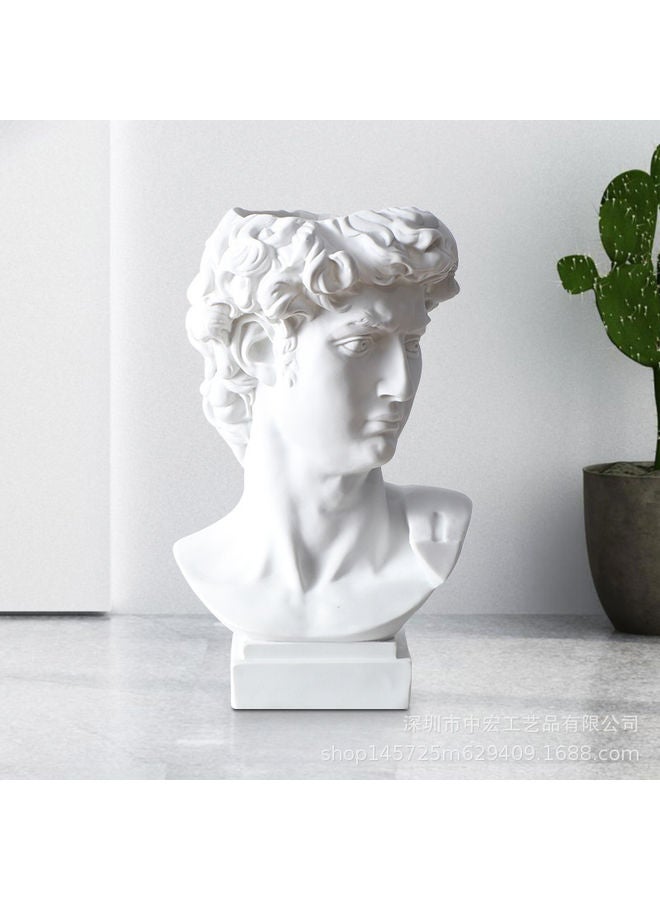 XiuWoo Head Vase Face Planter Resin Small Plant Pot White 10x16cm - Image 2