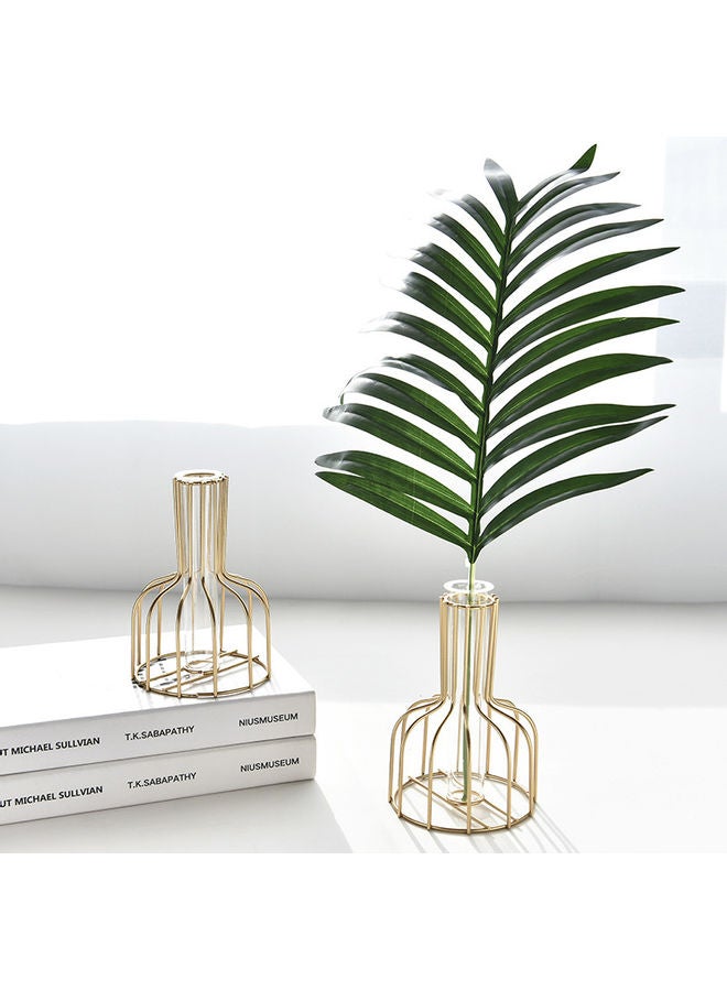 Nordic Style Glass Tube Vase With Metal Rack Gold 4x15x10cm  - Image 5