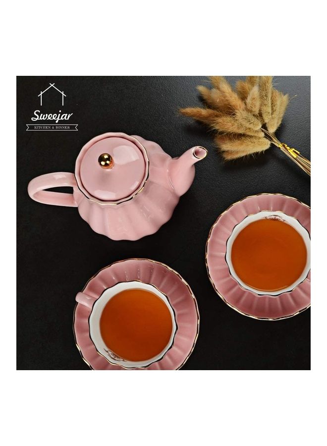 XiuWoo Heat Resistant Glass Tea Set Pink 800ml - Image 4
