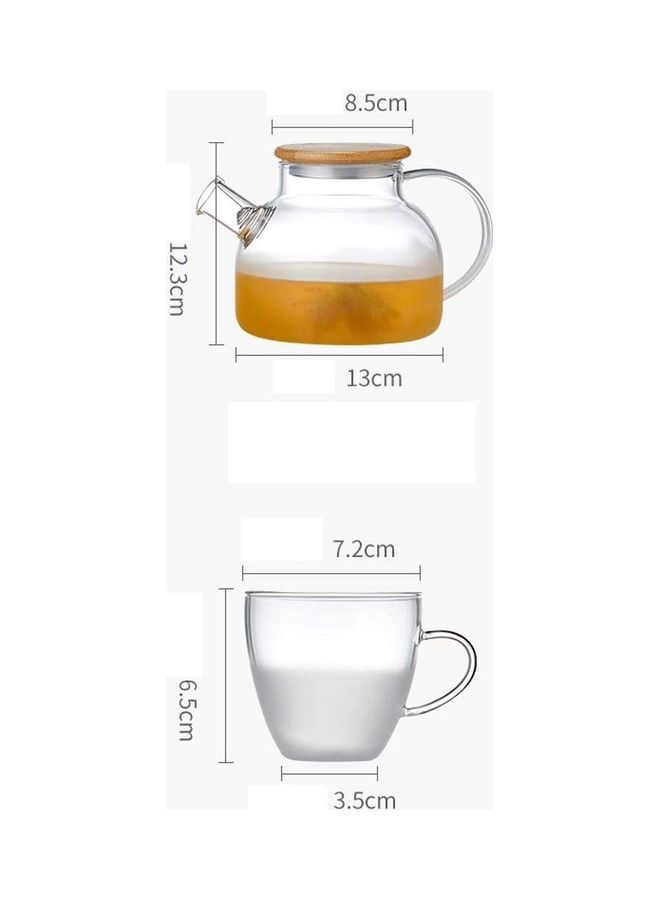 XiuWoo Heat Resistant Glass Teapot Set Clear 800ml - Image 2