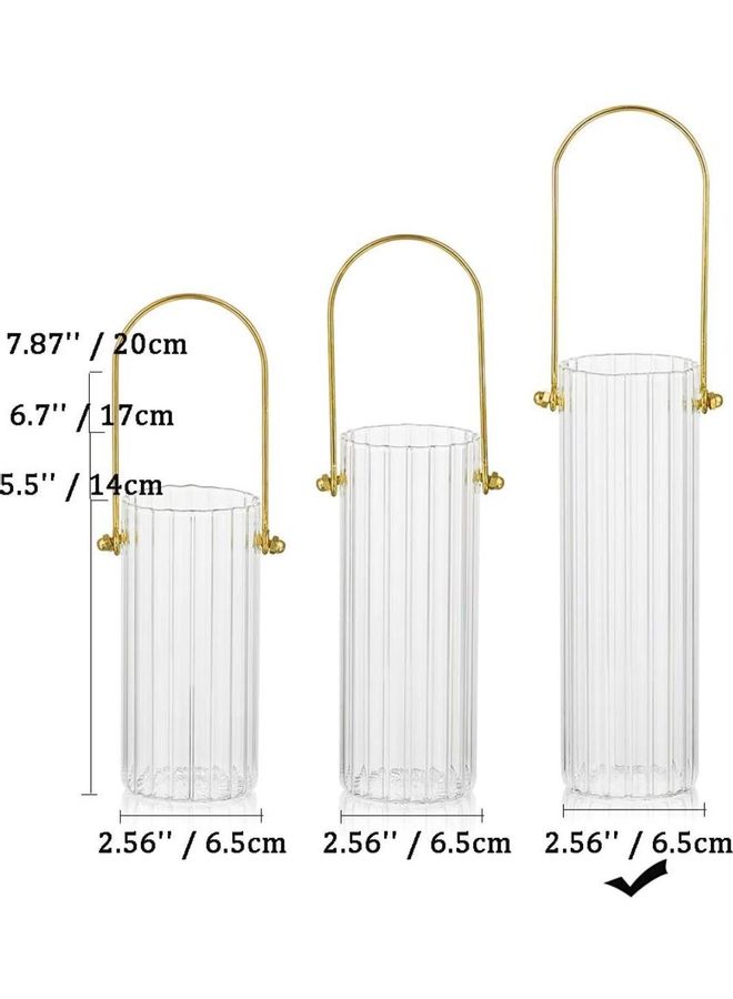 XiuWoo 2-Piece Portable Flowers Vase Clear/Gold 6.5x20cm  - Image 4
