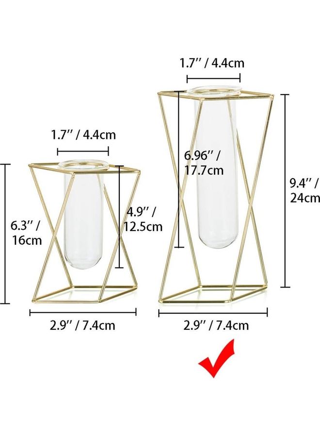 XiuWoo 2-Piece Modern Frame Cylinder Clear Vase Multicolour one size cm - Image 4
