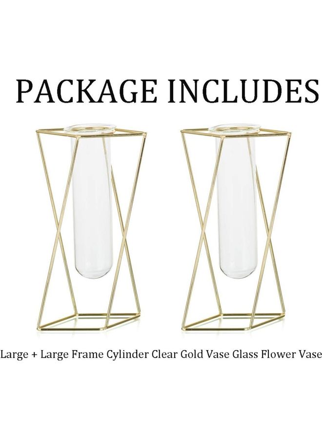 XiuWoo 2-Piece Modern Frame Cylinder Clear Vase Multicolour one size cm - Image 5