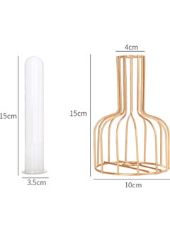 Nordic Style Glass Tube Vase With Metal Rack Gold 4x15x10cm - v1611917061/N44051069A_2