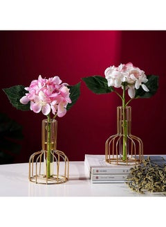 Nordic Style Glass Tube Vase With Metal Rack Gold 4x15x10cm - v1611917061/N44051069A_3