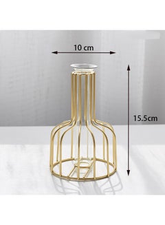 Nordic Style Glass Tube Vase With Metal Rack Gold 4x15x10cm - v1611917061/N44051069A_4