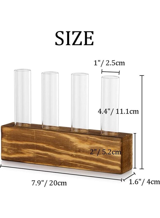 شو وو مزهرية ديكور من الخشب بتصميم أنابيب اختبار من الزجاج من 4 قطع متعدد الألوان 20x4x5.2x11.1x2.5سم  - Image 4