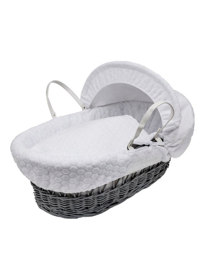 Kinder Valley - Honeycomb Wicker Moses Basket With Rocking Stand - White - Image 1