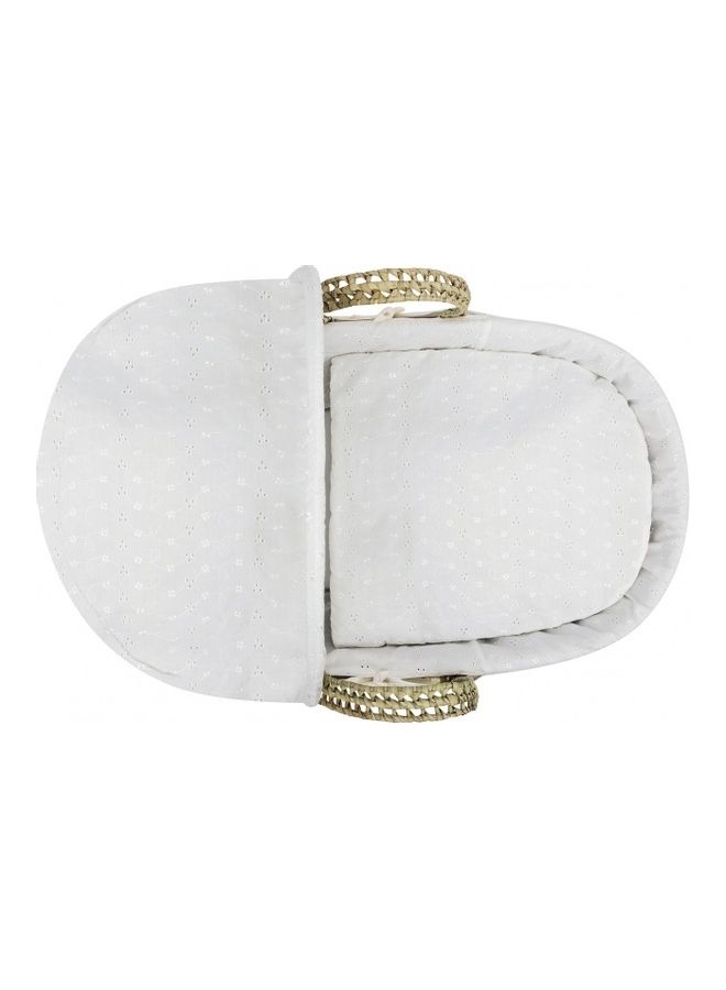 Kinder Valley Broderie Anglaise Palm Moses Basket With Folding Stand - White - Image 4