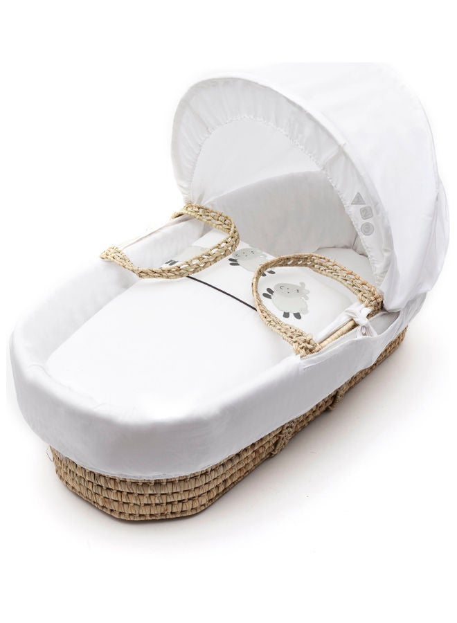 Kinder Valley Three Little Sheep Palm Moses Basket - White - Image 1