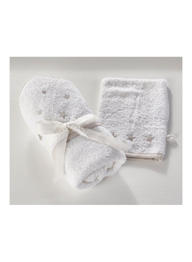 Kinder Valley Stars Hooded Towel And Wash Mitt - White  - Image 2