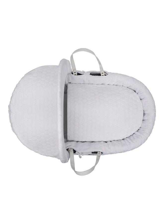 Kinder Valley - Honeycomb Wicker Moses Basket With Rocking Stand - White - Image 1