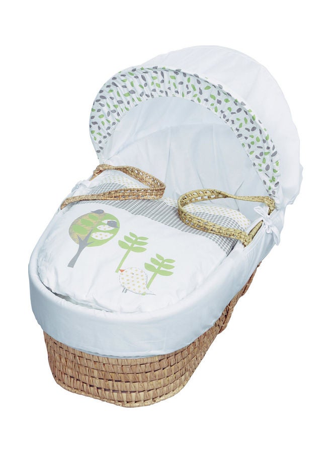 Kinder Valley Three Little Birds Palm Moses Basket With Folding Stand - White - Image 2